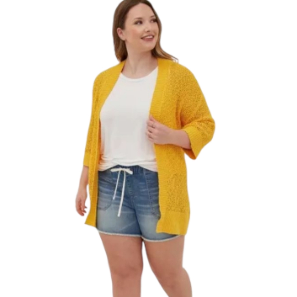 torrid Mustard Yellow Open-Front Knit Cardigan - Picture 2 of 8